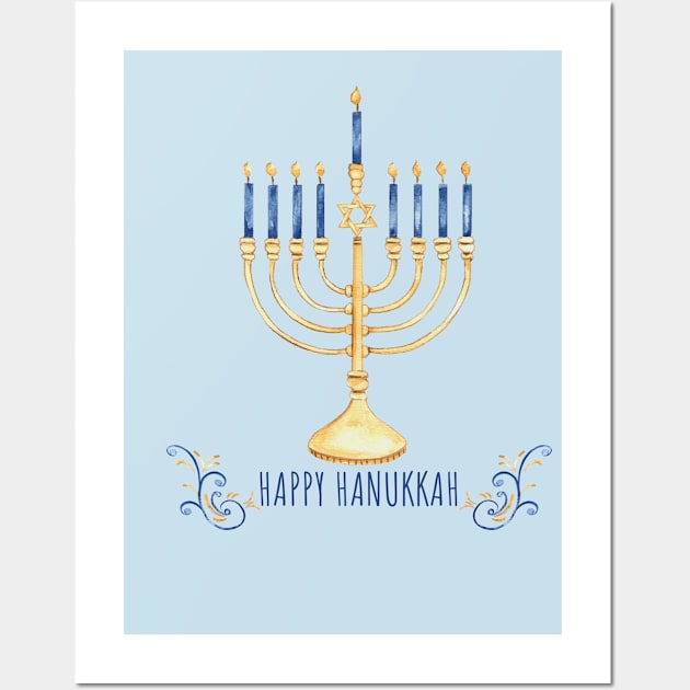 Hanukkah Watercolor B Wall Art by Jean Plout Designs